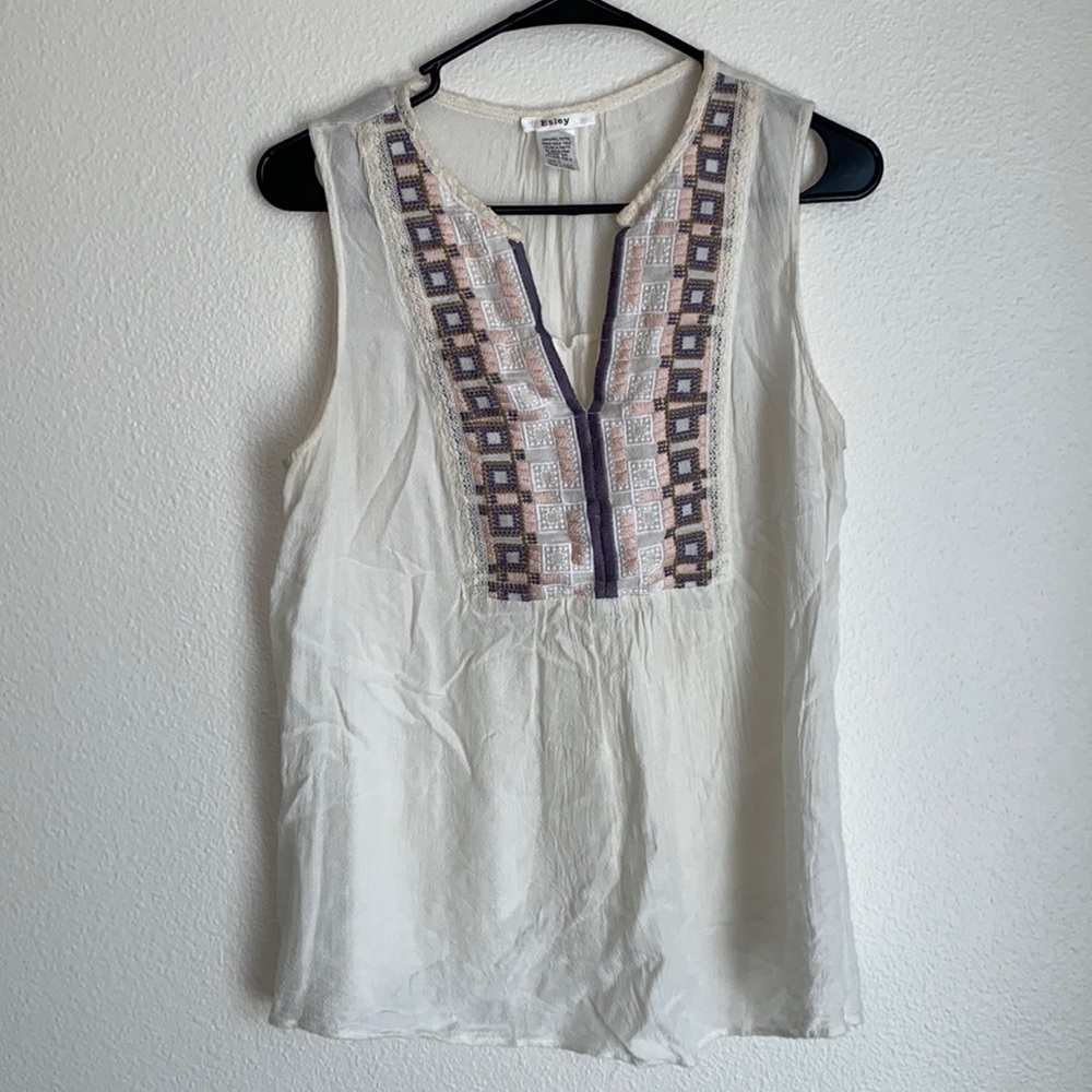 Esley Criss Cross Back Embroidered Top